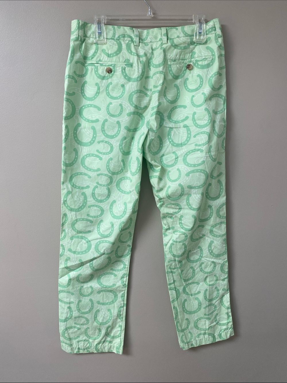 Vineyard Vines Kentucky Derby Mint Green Horseshoe Print Pants - Picture 3 of 5